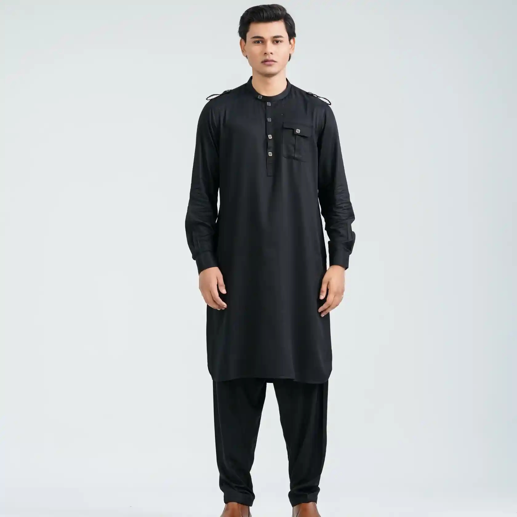 Men’s Black Viscose Kabli